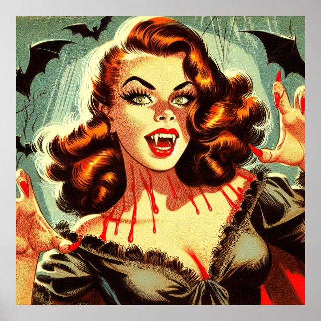 Niedliches Vampire-Button Poster (Vorne)