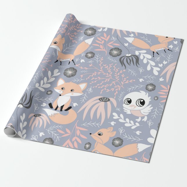 niedliches Verpackungspapier für Holztiere Geschenkpapier (Ungerollt)