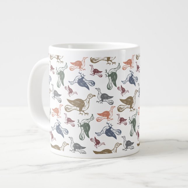 Niedliches verrücktes Vogel-Muster - Jumbo-Tasse (Vorderseite Links)