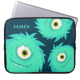 Niedliches verschwommenes Monster Blau Laptopschutzhülle