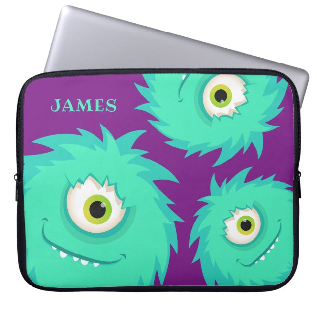 Niedliches verschwommenes Monster Lila Laptopschutzhülle (Vorderseite)