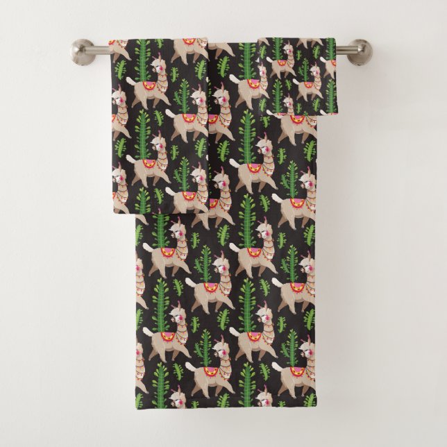 Niedliches verziertes Lama-Muster Badhandtuch Set (Insitu)