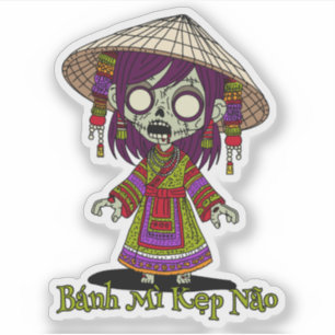 Niedliches vietnamesisches Zombie Aufkleber