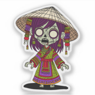 Niedliches vietnamesisches Zombie Aufkleber