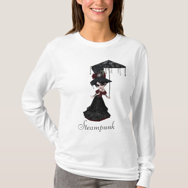 Niedliches viktorianisches Steampunk Goth Mädchen T-Shirt (Vorderseite)