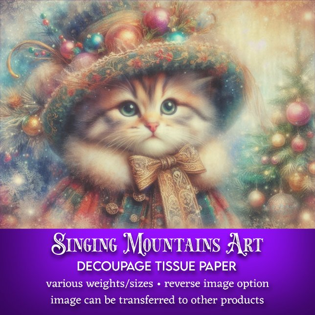 Niedliches Viktorianisches Weihnachtskätzchen und  Seidenpapier (Von Creator hochgeladen)
