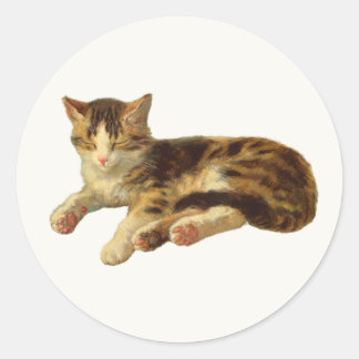 Niedliches Vintag Adorable House Kitty Cat Nickerc Runder Aufkleber