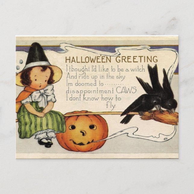 Niedliches Vintag Happy Halloween Gruß Postkarte (Vorderseite)