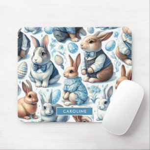 Niedliches Vintage-Hasen-Nahtlosmuster Mousepad