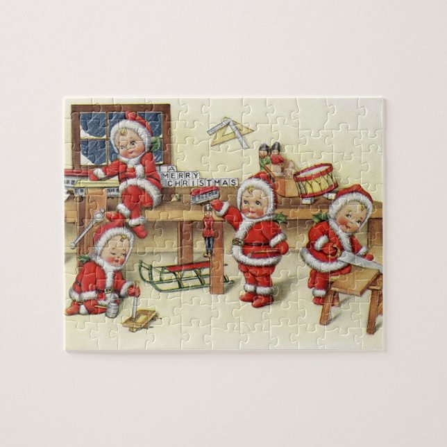 Niedliches Vintages Baby Santa Illustration (Horizontal)