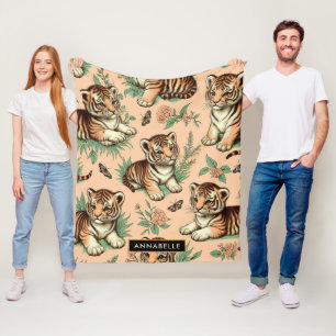 Niedliches Vintages Baby Tiger Muster Fleecedecke
