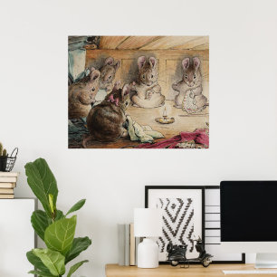 Niedliches Vintages Beatrix Potter 5 Mäuse Nähen K Poster