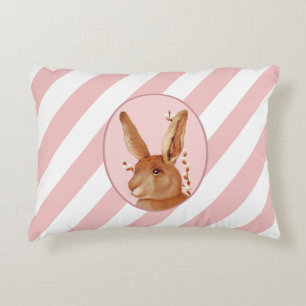 Niedliches Vintages Bunny and Stripes Muster Dekokissen