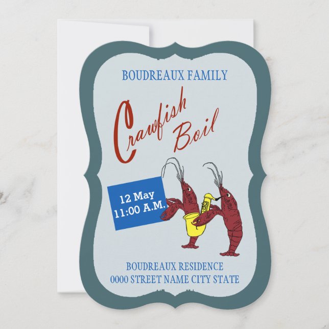 Niedliches Vintages Feel Crawfish Boil Einladung (Vorderseite)