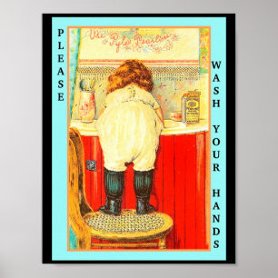 Niedliches Vintages Kind Bitte waschen Sie sich di Poster