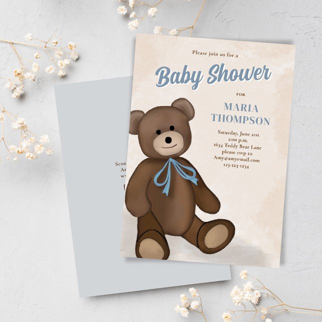 Niedliches Vintages Kinderzimmer Kinderdusche Einladung (Cute Teddy Bear Baby Shower Invitations.)