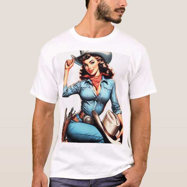 Niedliches Vintages Landmädchen T-Shirt (Vorderseite)