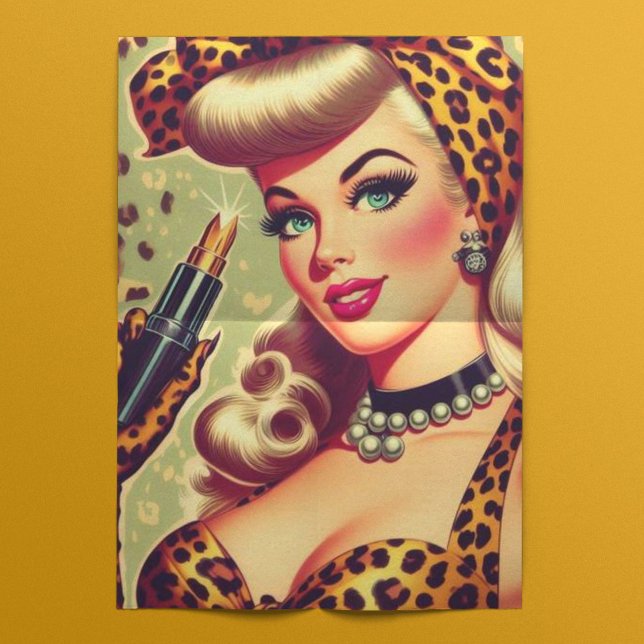 Niedliches Vintages Leopard Print Girl Seidenpapier (Von Creator hochgeladen)