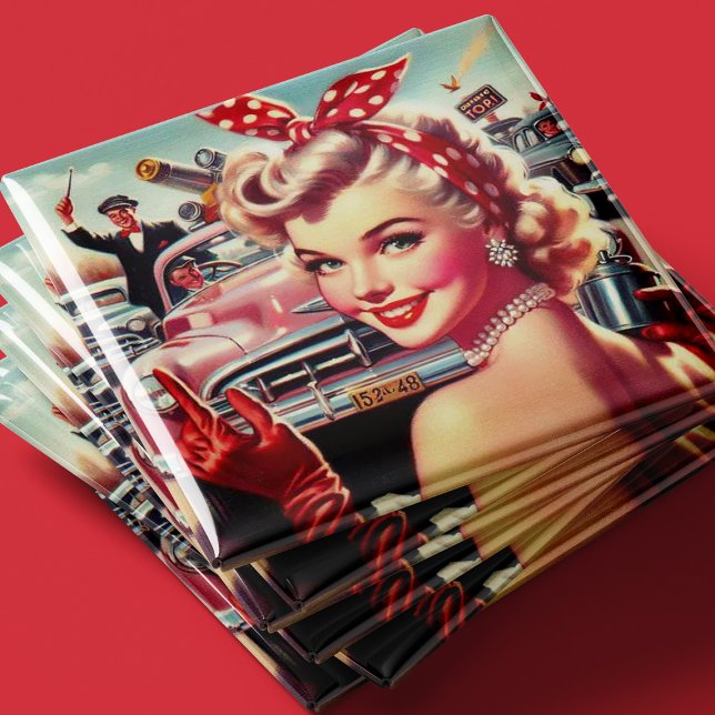 Niedliches Vintages Mädchen der 50er Jahre Magnet (Von Creator hochgeladen)