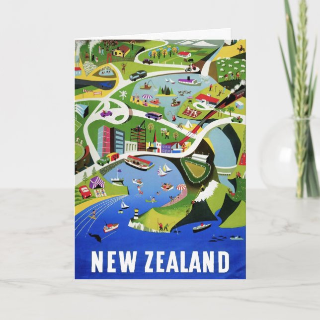 Niedliches Vintages Neuseeland Reisen Postkarte (Vorderseite)