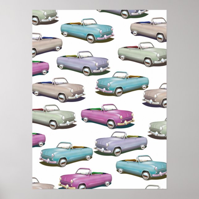 Niedliches Vintages Oldtimer-Muster Poster (Vorne)
