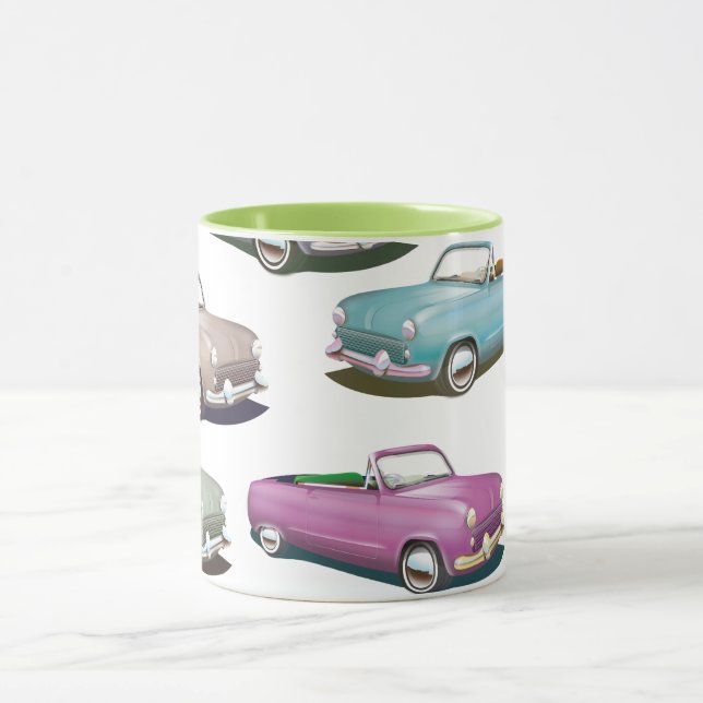 Niedliches Vintages Oldtimer-Muster Tasse (Zentrum)