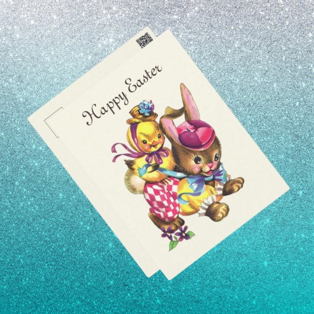niedliches Vintages Osterhasen Feiertagspostkarte (Von Creator hochgeladen)