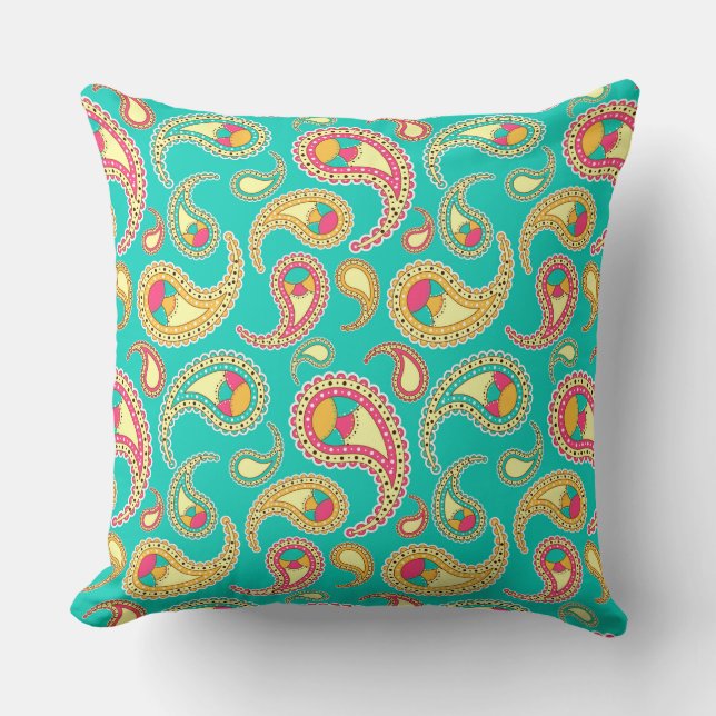 Niedliches Vintages Paisley-Muster Kissen (Vorderseite)