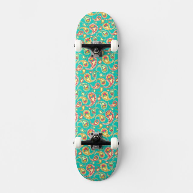 Niedliches Vintages Paisley-Muster Skateboard (Vorderseite)