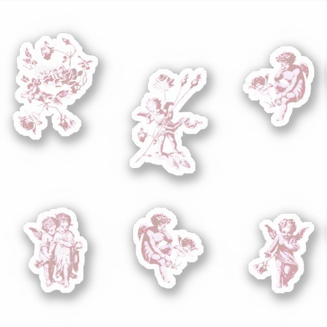 Niedliches Vintages Pink Cherub Cupid Angels Blume Aufkleber (Vorderseite)