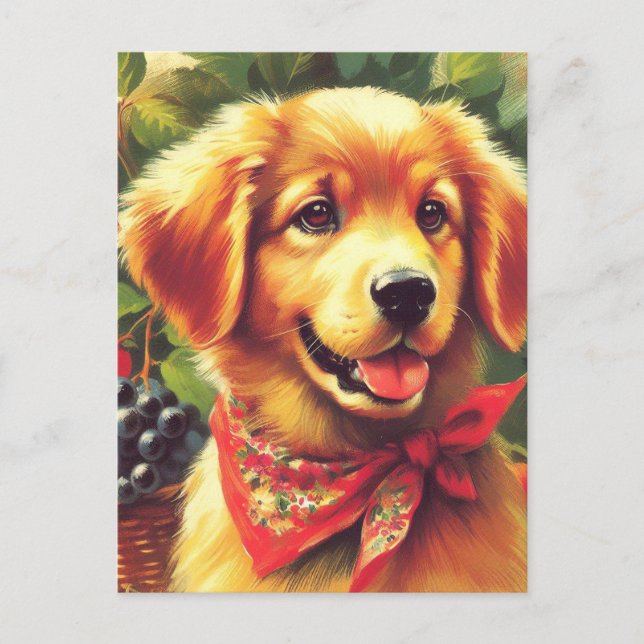 Niedliches Vintages Puppie Portrait Postkarte (Vorderseite)