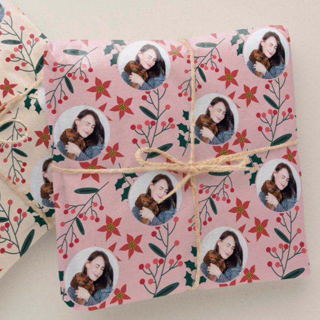 Niedliches Vintages Rosa Foto Weihnachten Geschenkpapier (Von Creator hochgeladen)