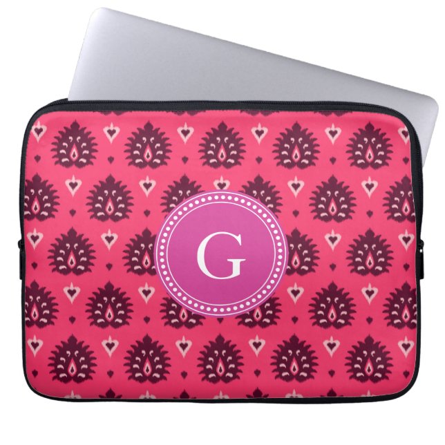 Niedliches Vintages rosarotes girly ikat Stammes- Laptopschutzhülle (Vorderseite)