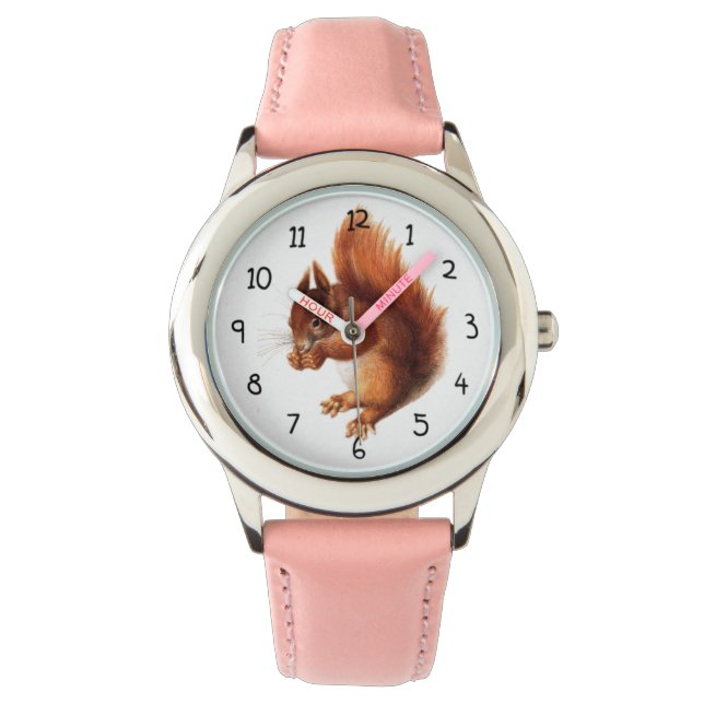 Niedliches Vintages Rotes Eichhörnchen Armbanduhr (Vorderseite)