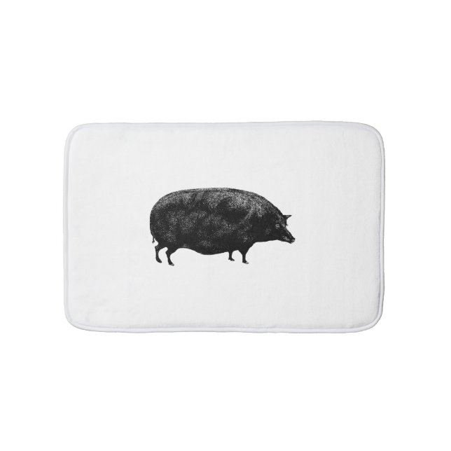 Niedliches Vintages Schwein Badematte (Vorderseite)