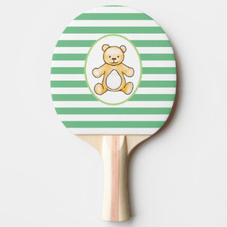Niedliches Vintages Teddybärnzeichnen Tischtennis Schläger