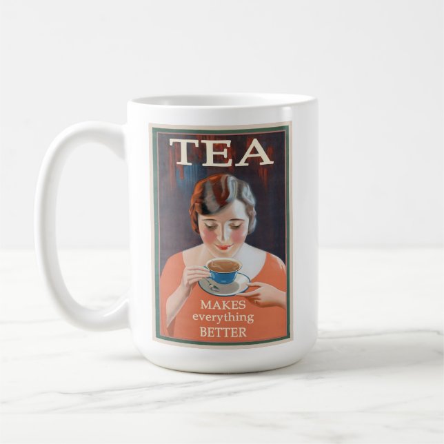 Niedliches Vintages Tee-Poster Kaffeetasse (Links)