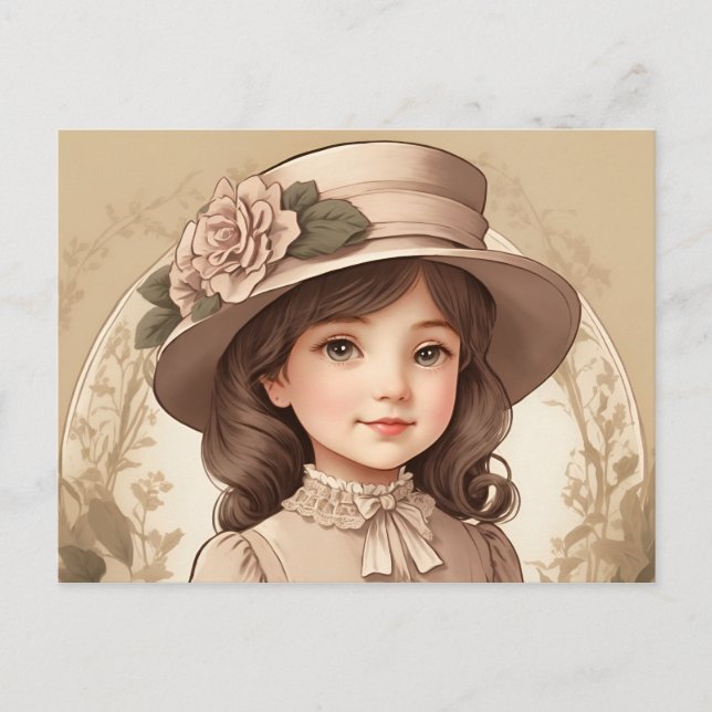 Niedliches Vintages Viktorianisches Girl-Portrait Postkarte (Vorderseite)