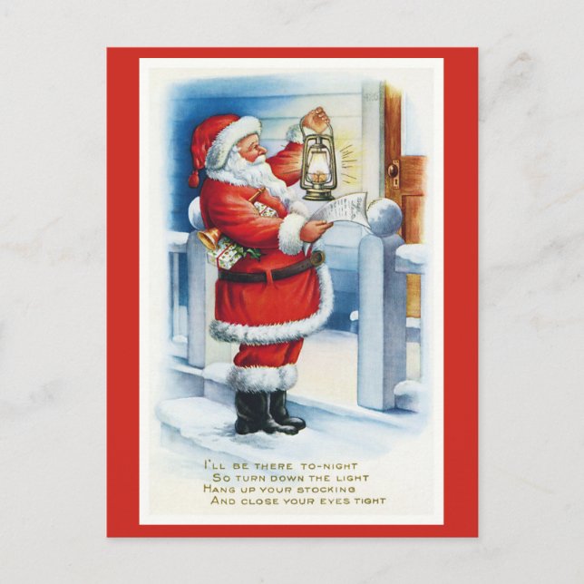 Niedliches Vintages Weihnachtsgedicht Postkarte (Vorderseite)