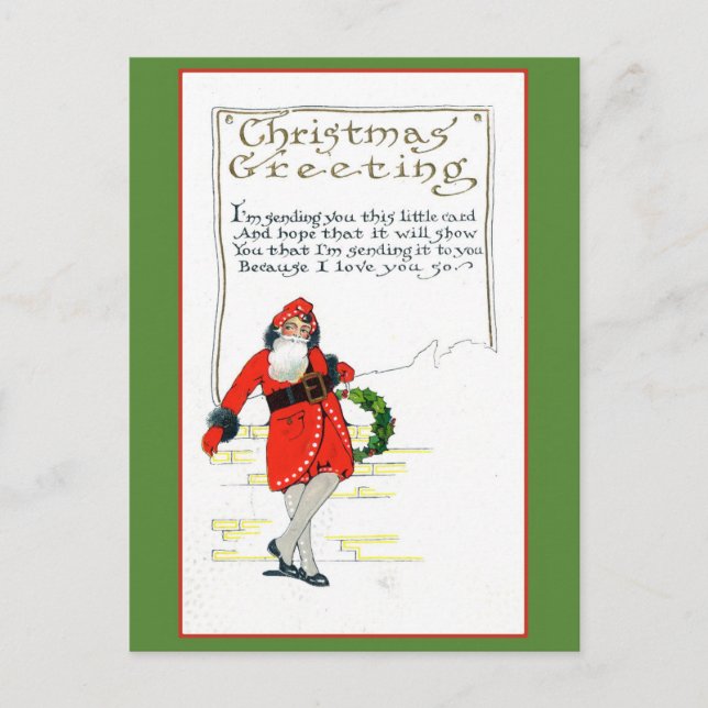 Niedliches Vintages Weihnachtsgrüßgedicht Postkarte (Vorderseite)