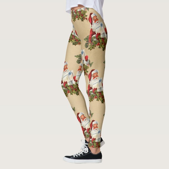 Niedliches Vintages Weihnachtsmuster, Weihnachten Leggings (Links)