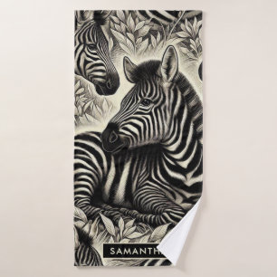 Niedliches Vintages Zebra-Muster Badehandtuch