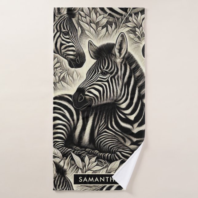 Niedliches Vintages Zebra-Muster Badehandtuch (Badehandtuch)