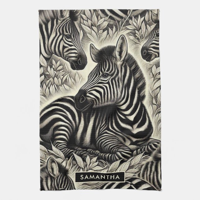 Niedliches Vintages Zebra-Muster Geschirrtuch (Vertikal)