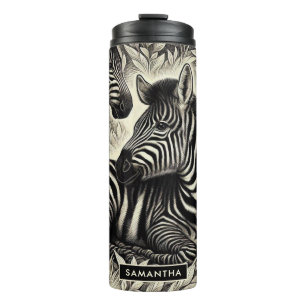 Niedliches Vintages Zebra-Muster Thermosbecher