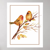 Niedliches Vogel-Paar auf Baumzweig Kunst
