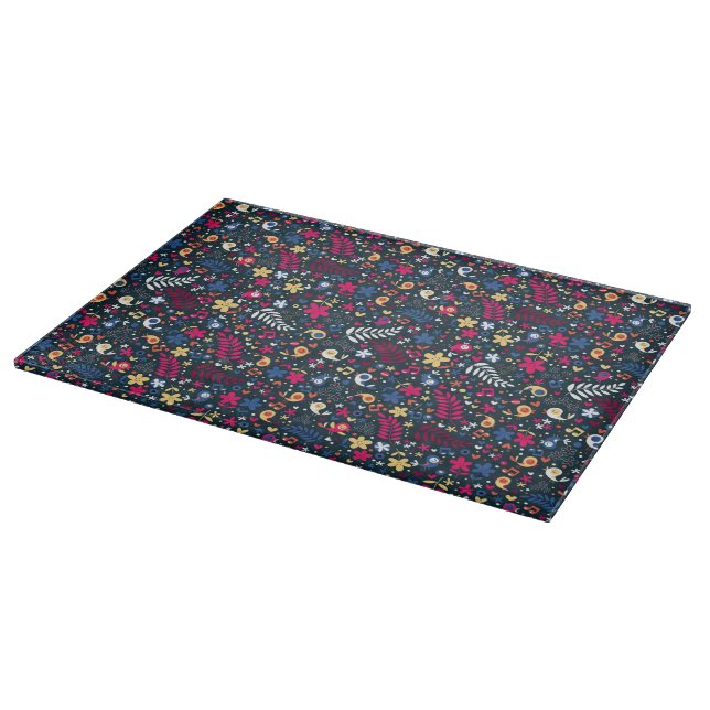 niedliches Vogel- und Blumenmuster Schneidebrett (Ecke)