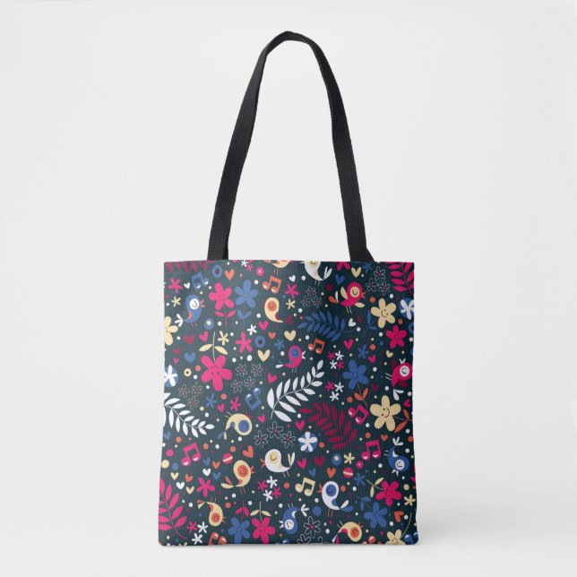niedliches Vogel- und Blumenmuster Tasche (Vorderseite)