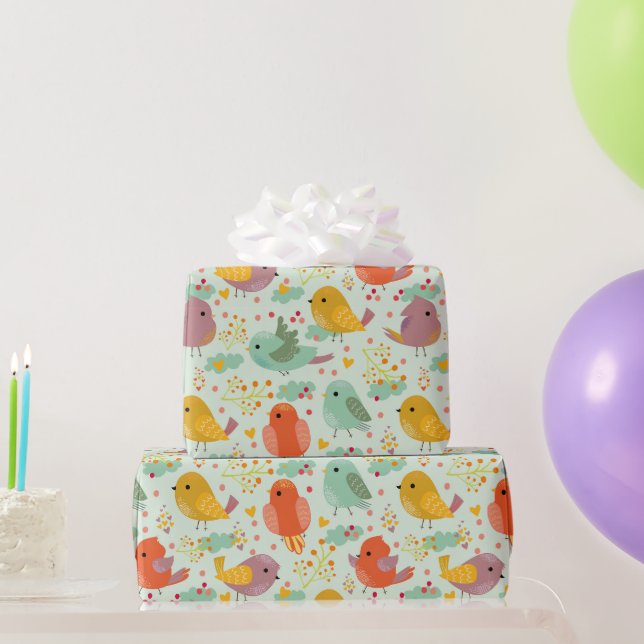 Niedliches Vogelkunstmuster für den Vogelbeobachte Geschenkpapier (Partygeschenke)