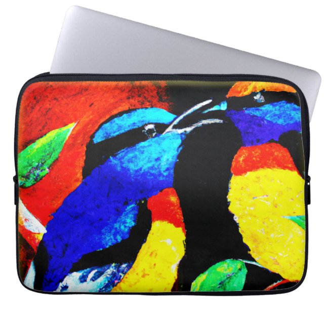 Niedliches Vogelpaar. Jetzt kaufen Laptopschutzhülle (Vorderseite)